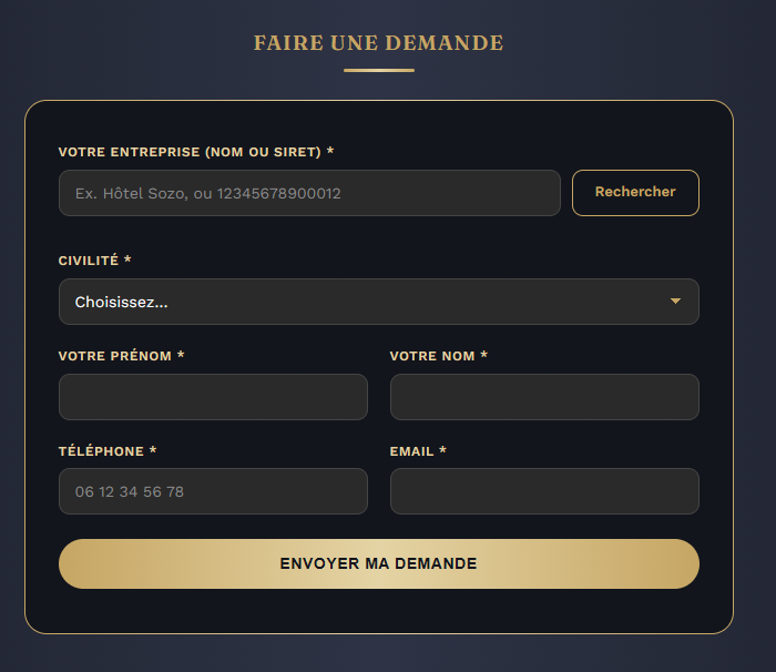 Formulaire de demande d'accès professionnel